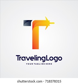Letter T Travel Logo Template Design Vector, Emblem, Design Concept, Creative Symbol, Icon