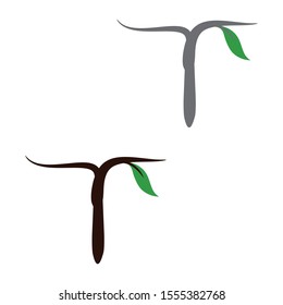 Letter T and tree with leaf  logo  icon design - vector sign