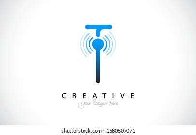 Letter T Trendy Design Logo Concept. Creative Icon Logo with signal Shape Vector Illustration.