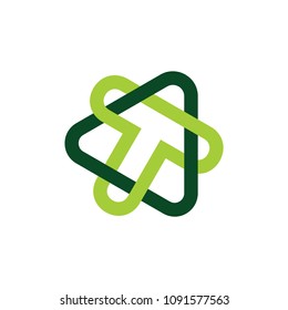 letter t triangle linked lines design logo vector