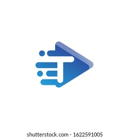Letter T Triangle logo in Play video button icon

