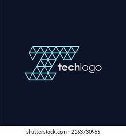 Letter T Triangle Polygon Tech Logo