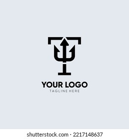 Letter T Trident Logo Design Symbol Vektorgrafik-Grafik-Illustration