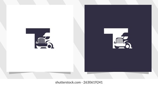 letter t with truck logo design
