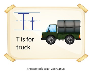 A letter T for truck on a white background 