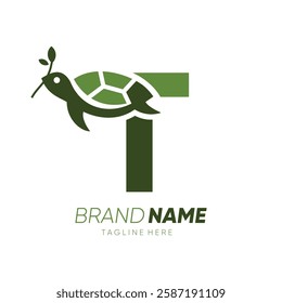 Letter T Turtle Logo Design Vector Icon Graphic Emblem Symbol Image Illustration