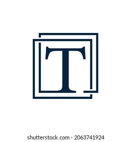 Letra T con dos cuadrados de plantilla de diseño de ilustración vectorial de logotipo.