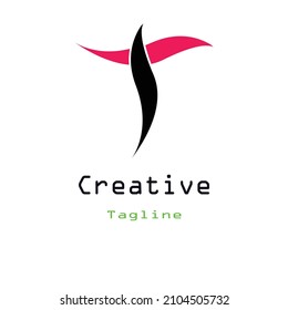 Letter T type logo design with vector