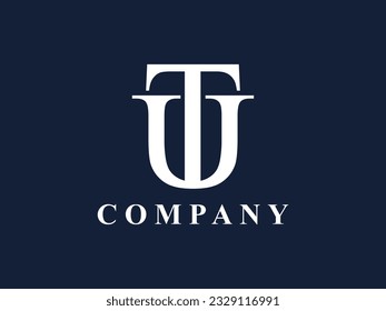 Letter T and U monogram or TU, Anchor logotype. Logo of yacht club, maritime.