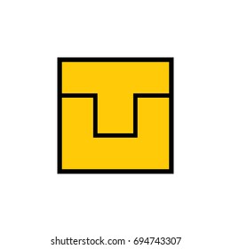 letter t u square shape logo vector 