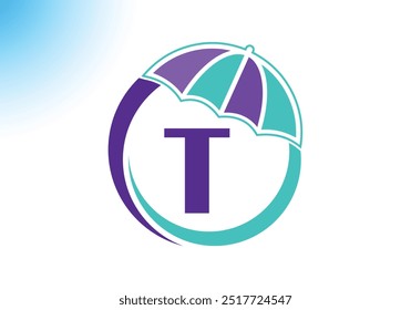 Letter T Umbrella Logo Design Vector Template.