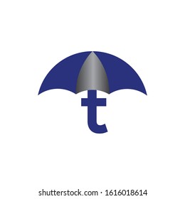 letter t with umbrella vector icon ,umbrella icon vector illustration template design