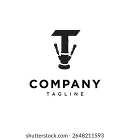 Letra T Vector de icono de logotipo de boquilla inferior