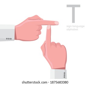 The letter 'T. Universal and Turkish handicapped hand alphabet letter T. Disabled hand. Hand tongue. Learning the alphabet, non-verbal communication, expression gestures vector.