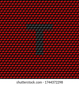 Letter T uppercase and ribbed textured black color on textured surface, editable vector
