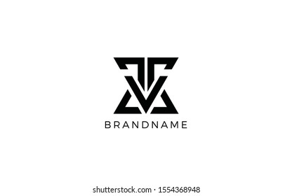 Letter T and V logo forms triangle object