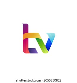 Letter t and letter v monogram logo template with multiple gradient colors