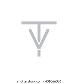 letter T and V monogram logo gray