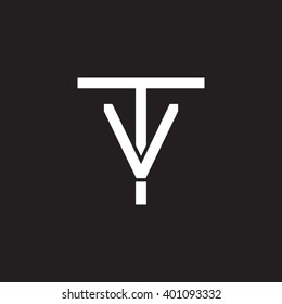 letter T and V monogram logo white black background