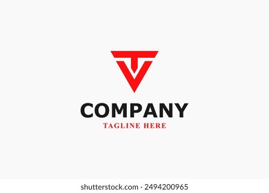 letter t v red triangle modern logo