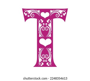 Letter T, Valentine Alphabet Monogram
Sublimation vector design file, for mug, t-shirt, vase, pillow case. etc