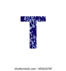 Letter T. Vector illustration with blue letter T.