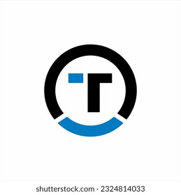 Diseño del logotipo vectorial de la letra T con círculo.