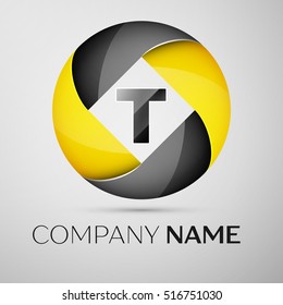 Letter T vector logo symbol in the colorful circle. Vector template for your design