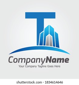 Letter T vector logo template, Colorful Letter T logo, Real Estate, Building and Construction Logo Design Template Vector Icon