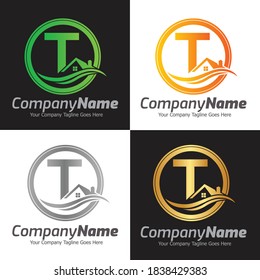 Letter T vector logo template, Colorful Letter T logo, Real Estate, Building and Construction Logo Design Template Vector Icon
