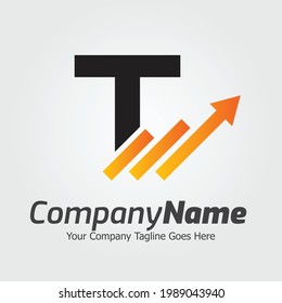 Plantilla para el logotipo del vector de la letra T, logotipo de la letra colorida T, logotipo de la empresa financiera, icono de la plantilla de diseño de los asesores del instituto financiero