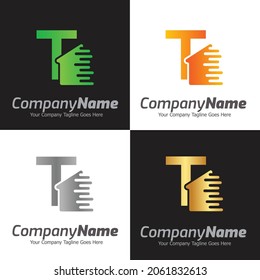 Plantilla para el logotipo del vector de la letra T, logotipo de la letra colorida T, inmobiliario, logotipo de construcción y diseño de la plantilla de vectores