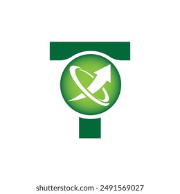 Plantilla del logotipo del Vector de la letra T, logotipo colorido de la letra T, logotipo de la compañía financiera, icono del Vector de la Plantilla del diseño del logotipo de los asesores del instituto financiero