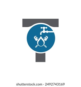 Letter T vector logo template, Colorful Letter T logo, Modern Plumbing Services Logo Design