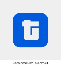 Letter T vector, logo. Useful as branding symbol, corporate identity, alphabet element, square app icon, clip art and illustration.