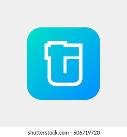 Letter T vector, logo. Useful as branding symbol, corporate identity, alphabet element, square app icon, clip art and illustration.
