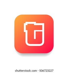 Letter T vector, logo. Useful as branding symbol, corporate identity, alphabet element, square app icon, clip art and illustration.