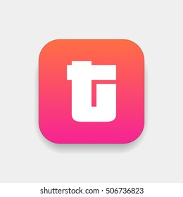 Letter T vector, logo. Useful as branding symbol, corporate identity, alphabet element, square app icon, clip art and illustration.