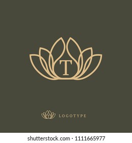 Letter T vector logo. Vintage Insignia and Logotype. Business sign, identity, label, badge of restaurant. Monogram design elements, graceful template. Calligraphic elegant frame for initials.