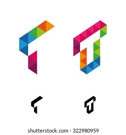 Letter T Vector Origami Logo icon