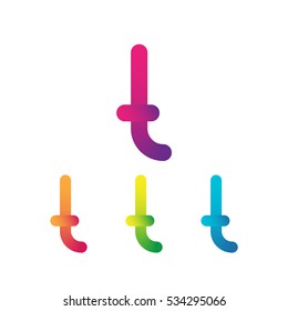 Letter T vector unusual bold rounded font. Gradient