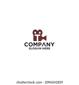 Letter T video camera logo vector design simple minimalist