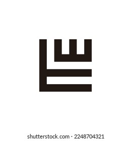 Letra t y w combinación símbolo geométrico cuadrado simple vector