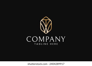 letter T and W with diamond shield shape logo design for boutique, fashion and jewelery company