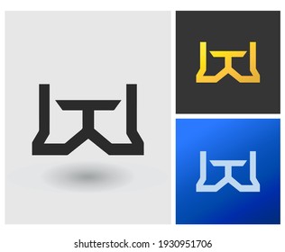 Letter T and W logo vector creative design, clean simple iconic restaurant table shape