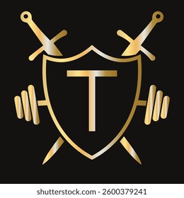 Letter T Warrior Logo Design Concept For Security, Safety and Defense Symbol