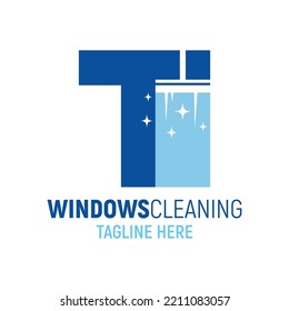 Letter T Window Cleaning Logo Design Template Inspiration, Vector Illustration.
