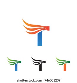 Letter T wing flying logo icon template