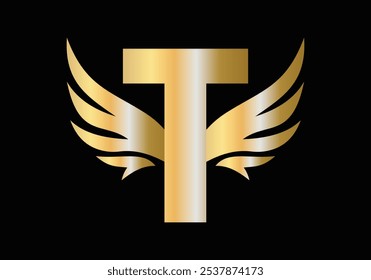 Letter T Wing Logo Design Concept With Wing Symbol Vector Sign