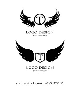 Logotipo del ala de la letra T para su marca